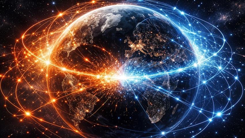 graphic of earth and satellites 