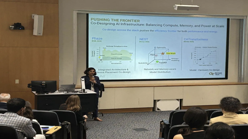 Woman giving presentation