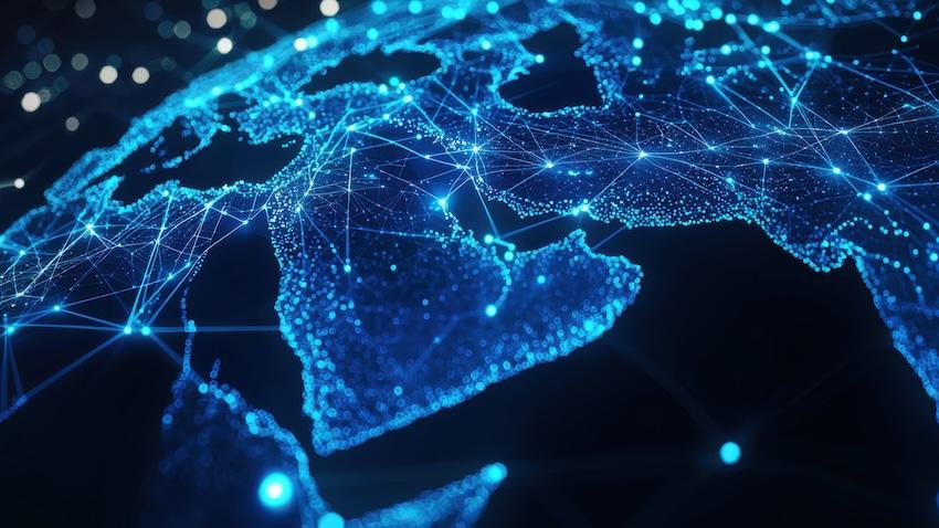 graphic showing earth and connectivity 